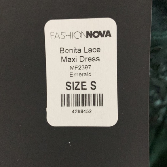 Emerald Green Fashion Nova Lace Maxi Dress, Size Small - Picture 10 of 10